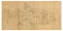 Historisk karta över Vaxön och Vaxholm, år 1768