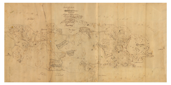 Historisk karta över Vaxön och Vaxholm, år 1768