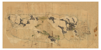 Historisk karta över Vaxön och Vaxholm, år 1729