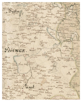 Historisk karta över Grantinge, år 1690