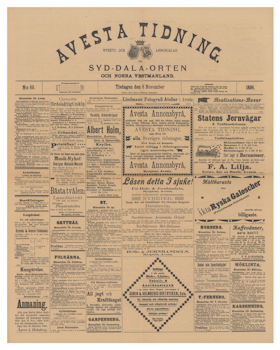 Löpsedel / förstasida från Avesta tidning, 1898