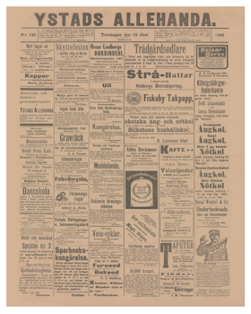 Löpsedel / tidning från Ystad, år 1903