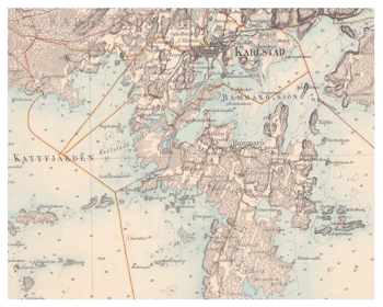 Historisk karta över Hammarö och Karlstad, år 1888