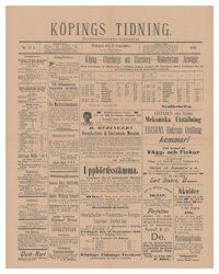 Löpsedel / förstasida från Köping, år 1894