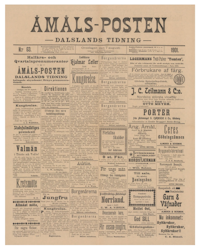 Löpsedel / förstasida från Åmål, år 1901