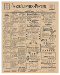 Löpsedel / förstasida från Örnsköldsvik, år 1903