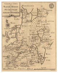 Historisk karta över Vadsbo härad, år 1759