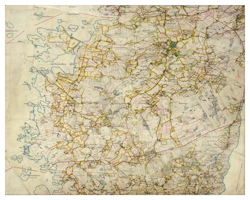 Historisk karta över Vallda, år 1919-1925