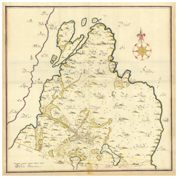 Historisk karta över Dyvik på Vätö, år 1707