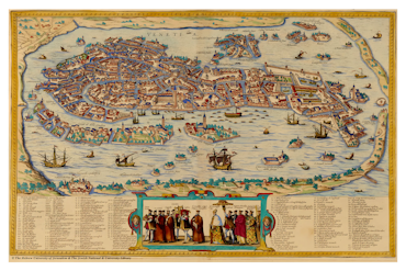Historisk karta över Venedig, år 1565
