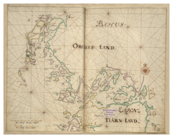 Historiskt sjökort över Bohusläns skärgård (Orust), år 1692
