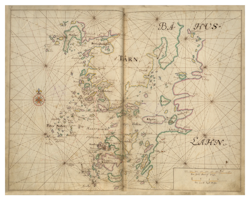 Historiskt sjökort över Bohusläns skärgård (Tjörn), år 1692