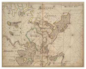 Historiskt sjökort över Blekinges skärgård (Senoren), år 1692