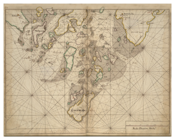 Historiskt sjökort över Blekinges skärgård (Torhamn), år 1692