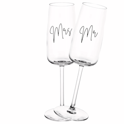 Champagneglas med tryck - Mrs & Mr