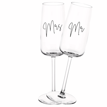 Champagneglas med tryck - Mrs & Mr