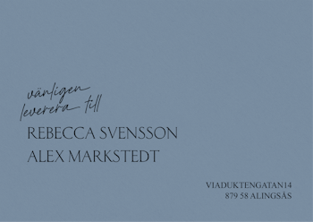 Kuvert Gråblå med Adresstryck - Rebecca