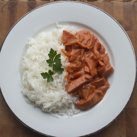 Korvstroganoff med basmatiris