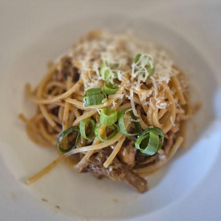 Kantarellpasta med pancetta