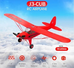 J3 Cub Pro 2,4 gHz Gyro 65 cm Ready to Fly rød LED RTF