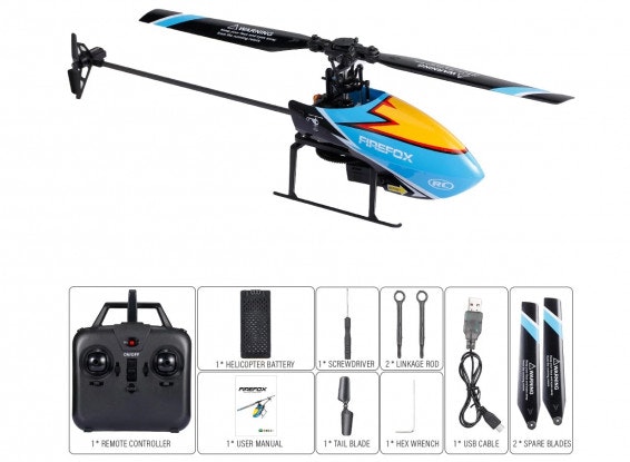 Firefox V2 RTF Flybarless Gyro Helikopter farge blå