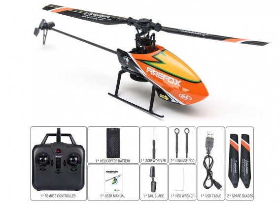 Firefox V2 RTF Flybarless Gyro Helikopter farge orange