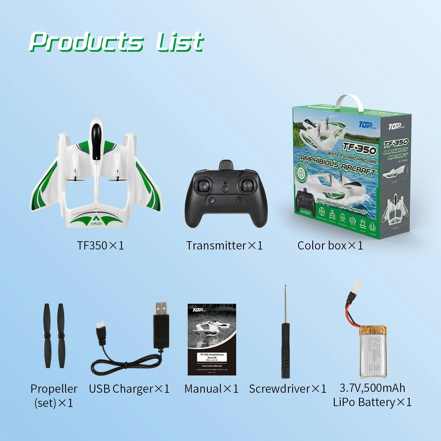 Top RC Hobby TF-350 RTF LED amfibiefly
