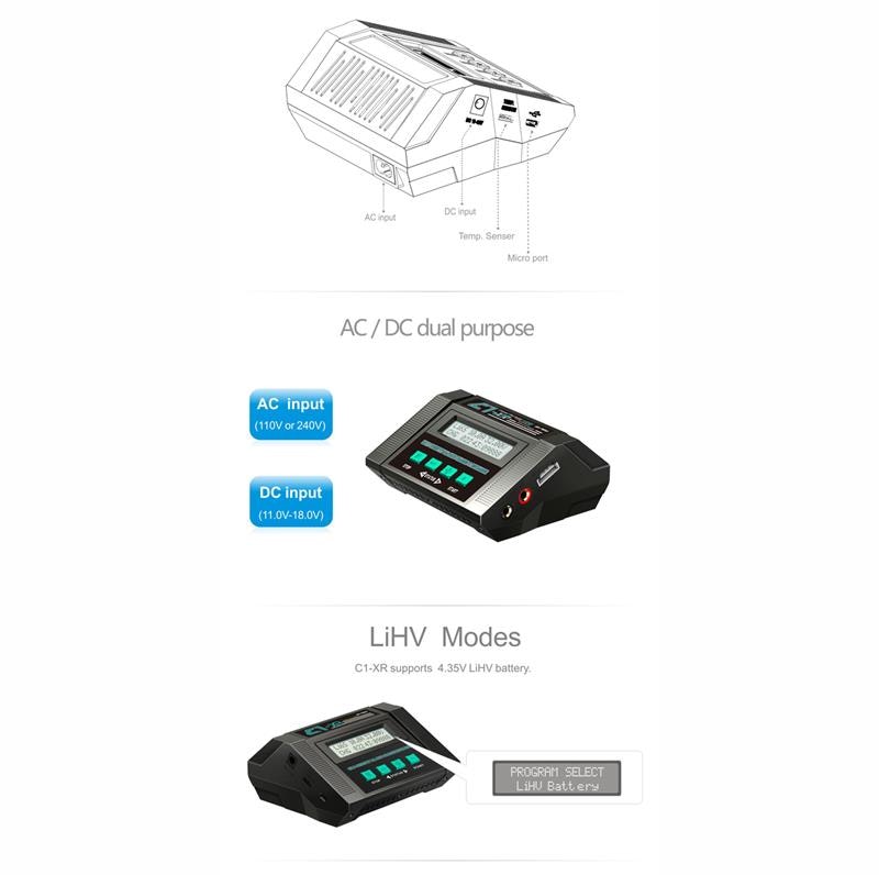 EV-Peak C1-XR Kraftig Hurtiglader 100W 10A