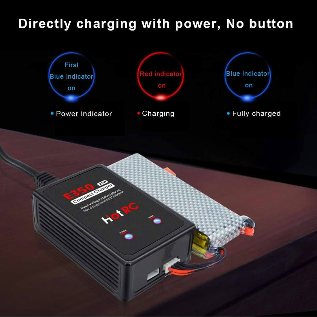 HOTRC E350 25W 2 amp 2 - 3S 220V Lipo Balance Charger