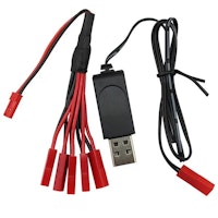 1S 3,7 volt LiPo 5 x USB lader JST plugg