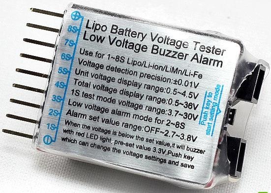 1-8S Lipo Battery Voltage Checker Low Voltage Alarm