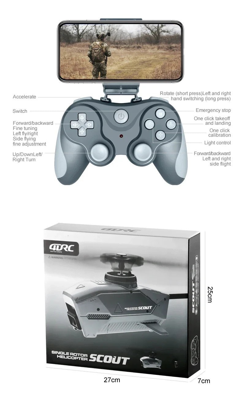 8K dual camera 2,4 Ghz spy helicopter RTF