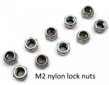 M2 nylon lock nuts 10 stk