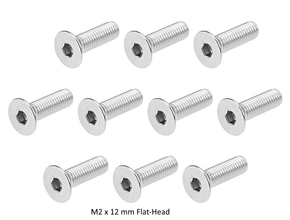M2 12 mm flat-head maskinskruer 10 stk