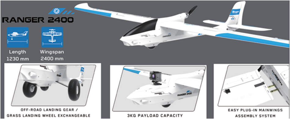 Ranger 2400 FPV Airplane med 8-kanals radio med gyro RTF