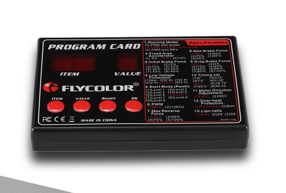Flycolor ESC programmeringskort