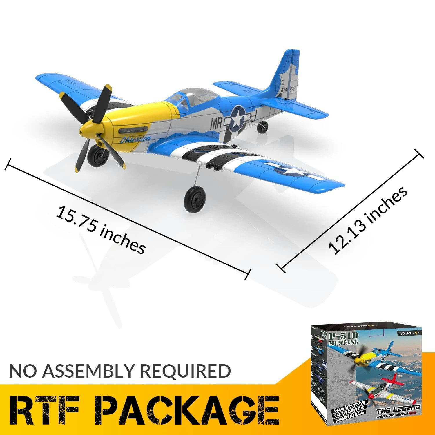 P51 Mustang 2CH RC Plane 2.4G EPP Gyro RTF