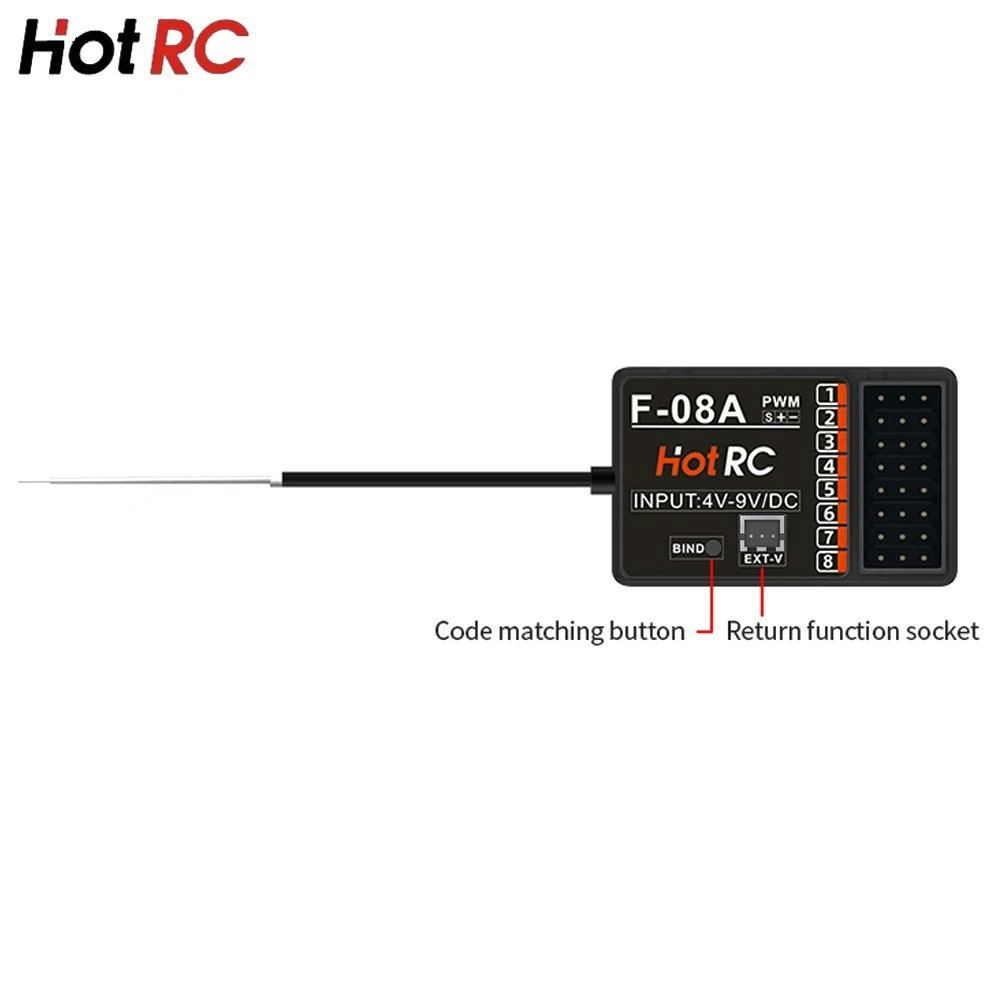HT-8A 2.4G 8CH FHSS TX med 8 kanals mottaker
