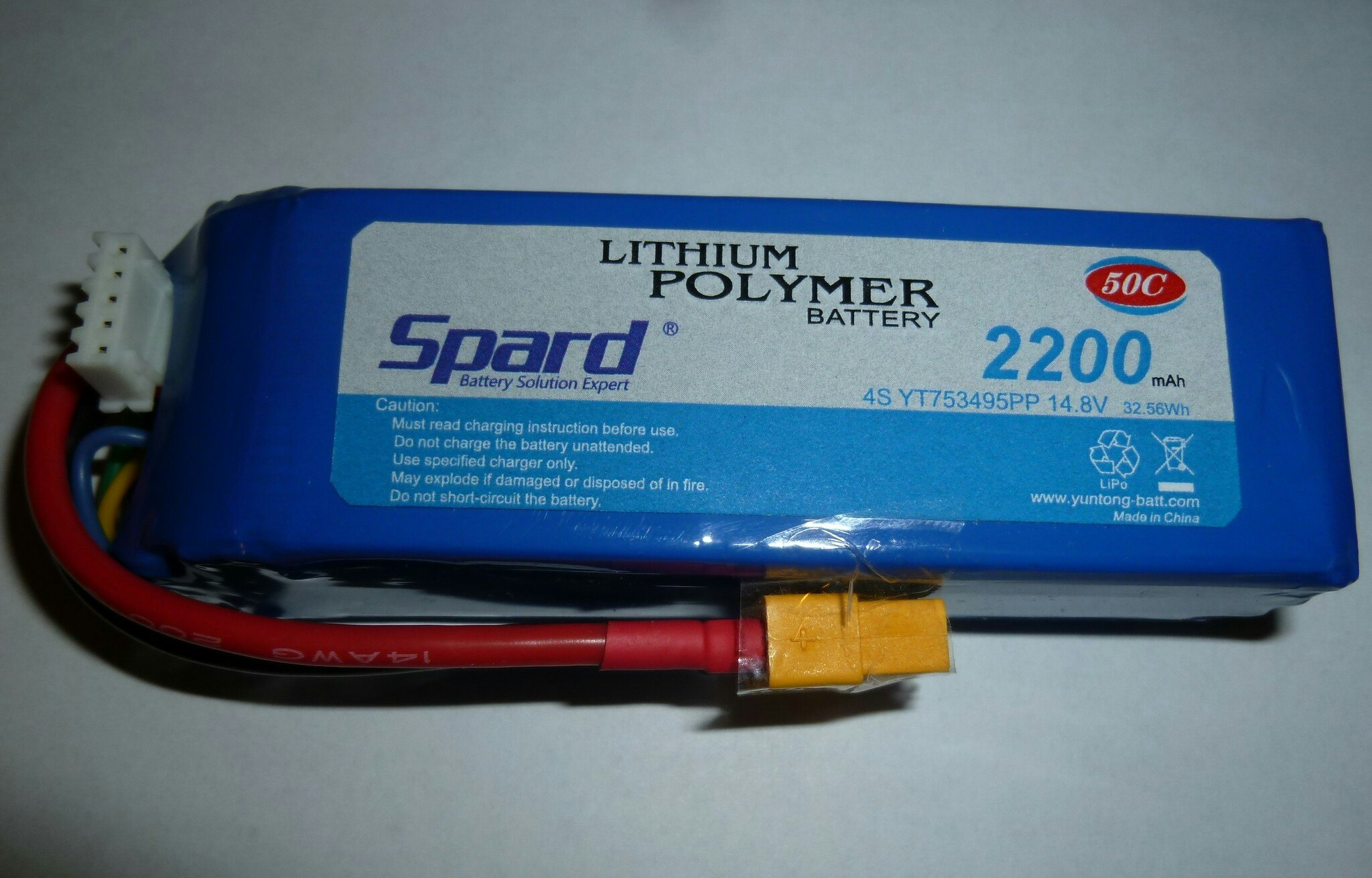 Spard 14,8 volt 4S 50C 2200 mAh LiPo XT60 plugg