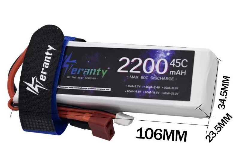 11,1 volt 3S 45C 2200 mAh LiPo XT60 plugg