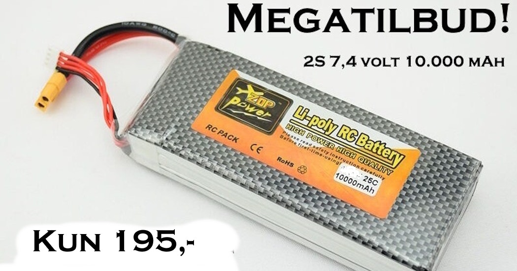 2S 7,4 volt 25C 10000 mAh LiPo