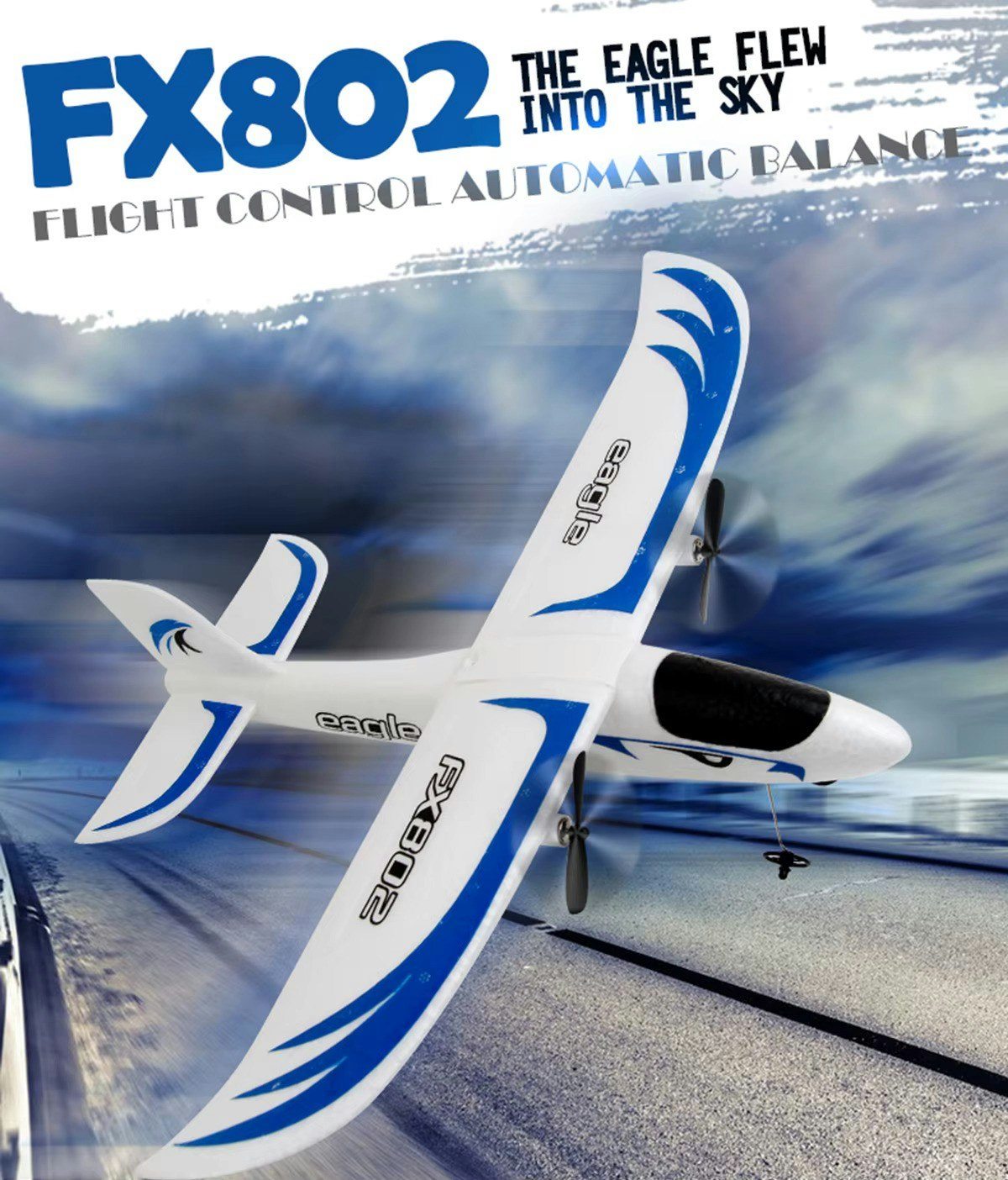 FX-802 Radiostyrt 2,4 Ghz 2 kanals modellfly RTF
