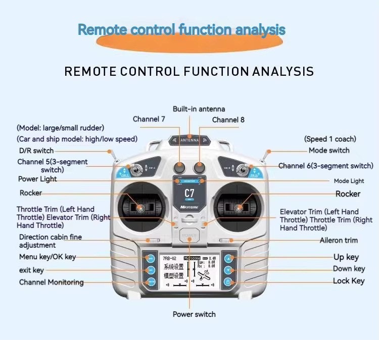 MC7 2.4GHz FHSS 8-Channel Radio W/LCD Screen