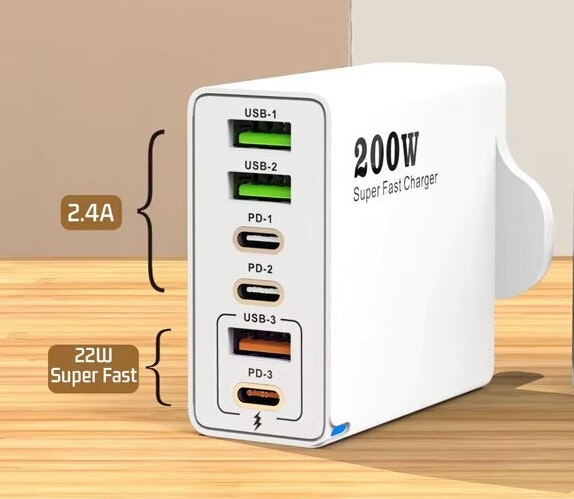 USB PD 200 watt nettadapter