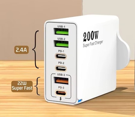USB PD 200 watt nettadapter