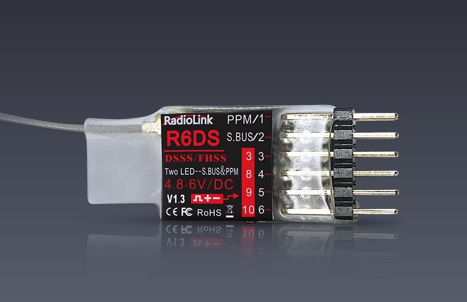 Radiolink R6DS 2.4G 6/10 Ch mottaker SBUS/PWM/PPM