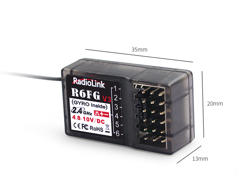 RadioLink R6FG V3 2.4G 6CH FHSS Gyro Mottaker