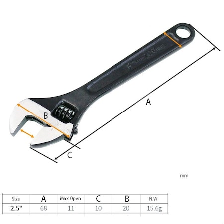 Mini skiftenøkkel 0 - 11 mm