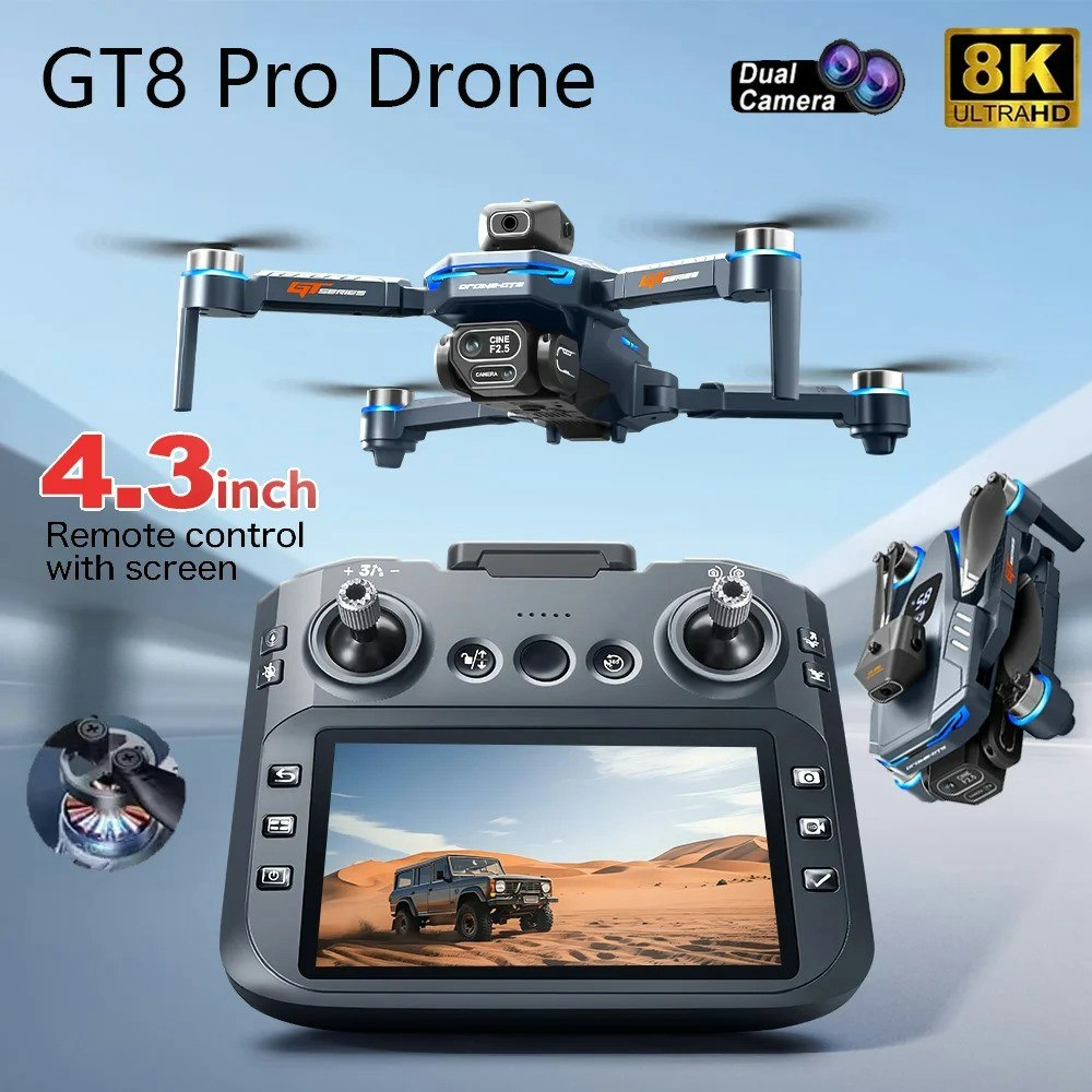 GT8 Drone GPS 8K HD 360° Dual Cameras 5G WIFI inkl videobriller