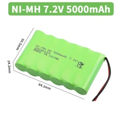 7,2 volt 5000 mAh NiMh batteripakke med Tamiya plugg